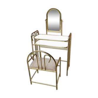 Vintage dressing table and stool in brass, 1950