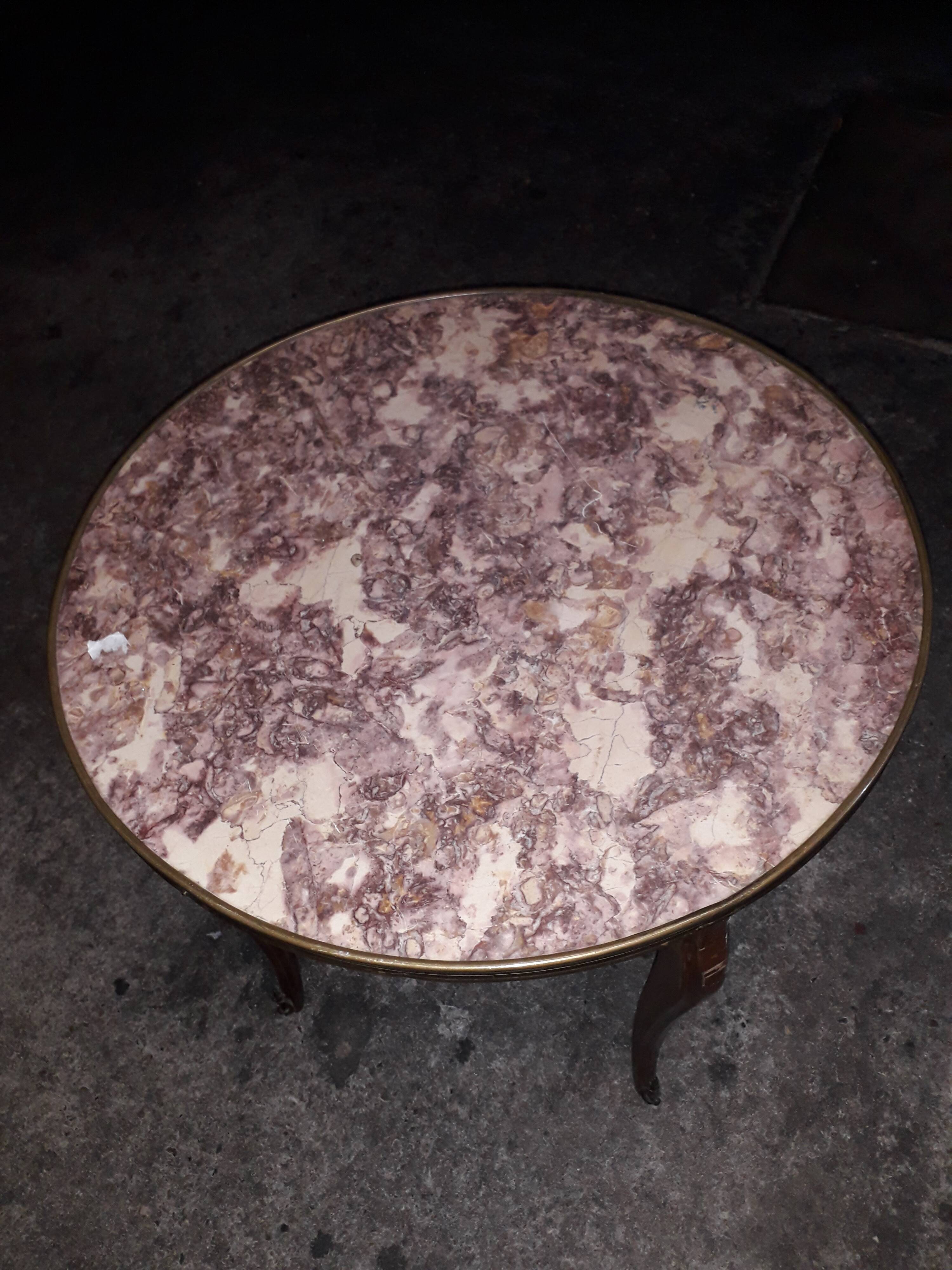 Coffee table style Louis xv marble top