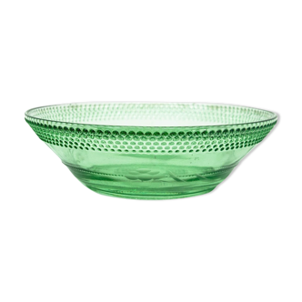 Glass green salad bowl