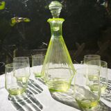 Art Deco liqueur service in opaline