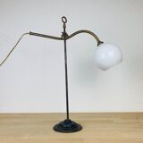 Art Deco lamp goes up and down opaline brass