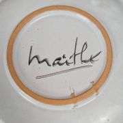 Set of 6 handmade flat plates signed by Maïté – hand-painted designs