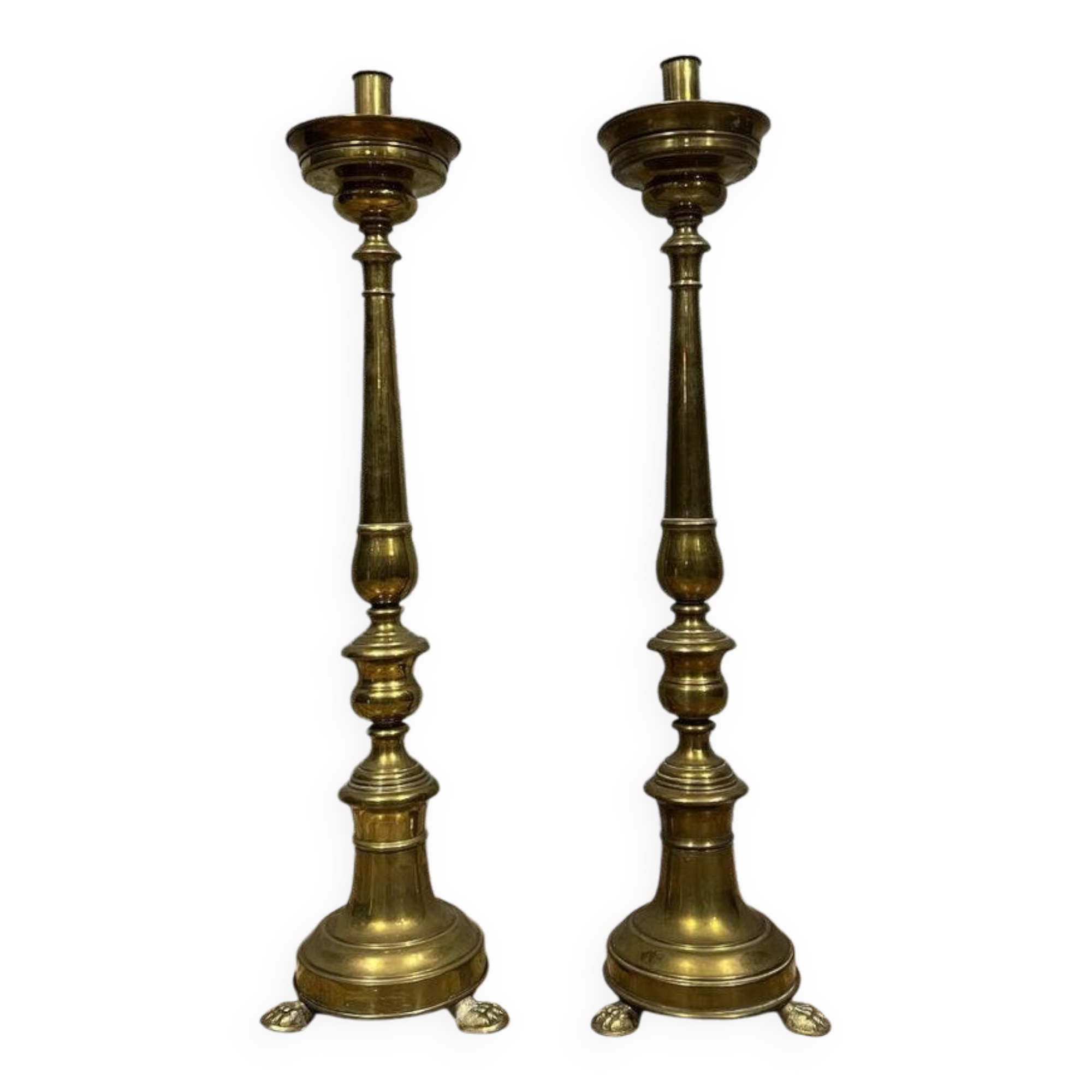 Pair of Italian bronze and brass candlesticks from the late 18th century