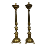 Pair of Italian bronze and brass candlesticks from the late 18th century