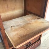 Vintage curtain binder in solid brown oak year 50