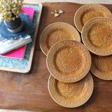6 dessert plates barbotines leaves giens