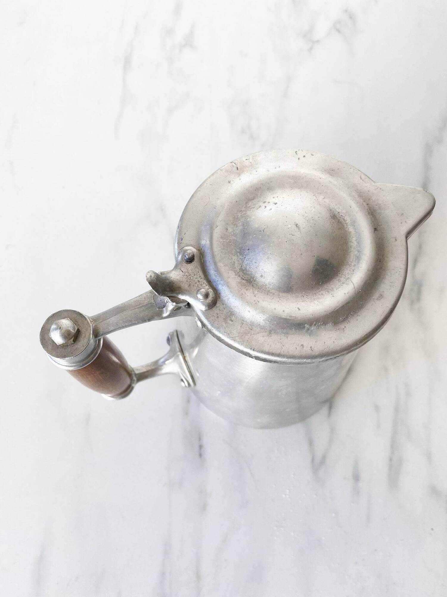 COFFEE POT in Aluminum and wood from the 1950s French Navy