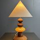 Midcentury wood turned adjustable table lamp with glass sphere, 1970s