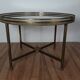 Round coffee table neo-classic 50s brass & glass