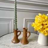 Pair of stoneware candlesticks 70s