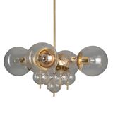 Glass and brass chandelier, Jaroslav Bejvl, 1970s, Czechoslovakia