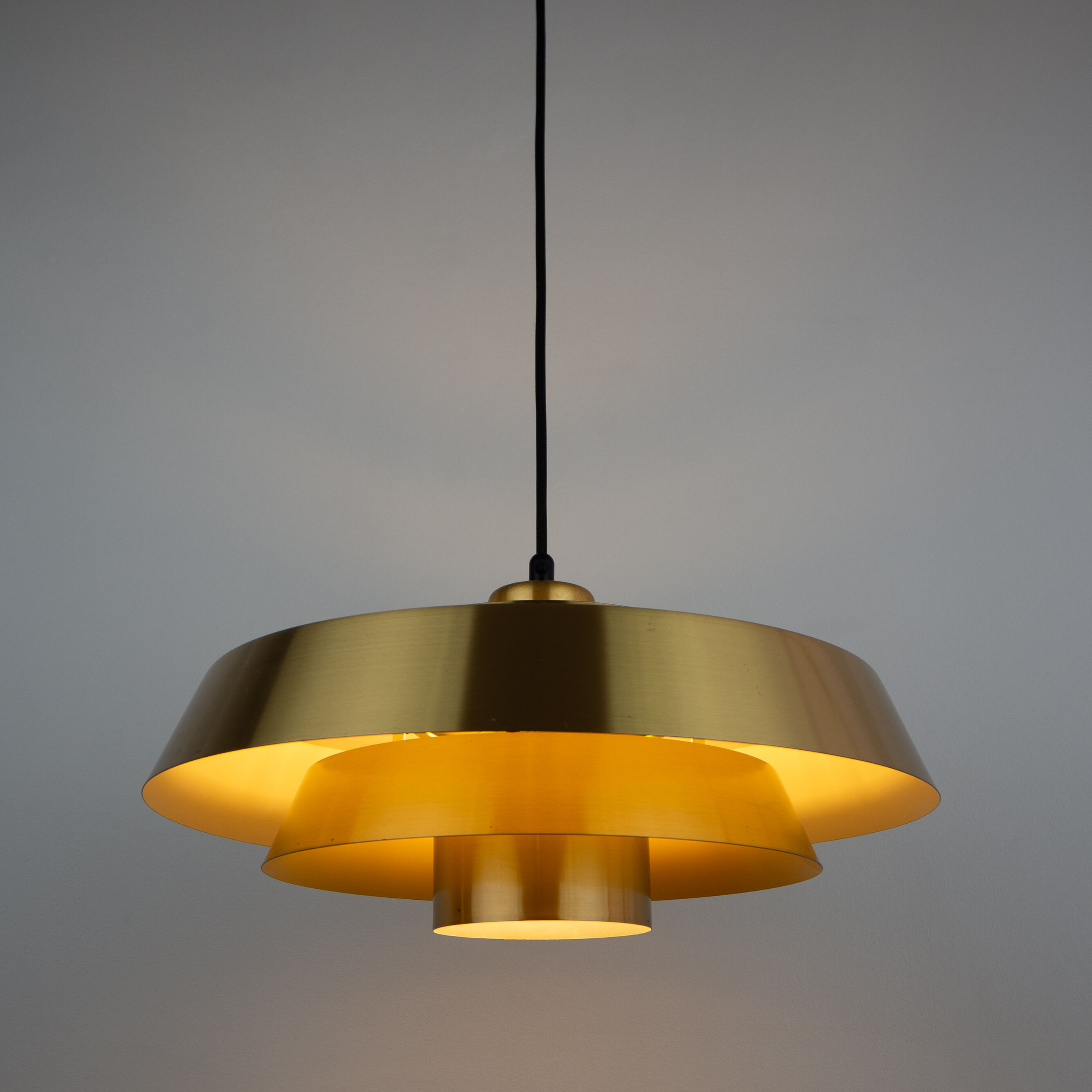 Danish vintage brass pendant lamp by Jo Hammerborg, Fog og Mørup, 1963