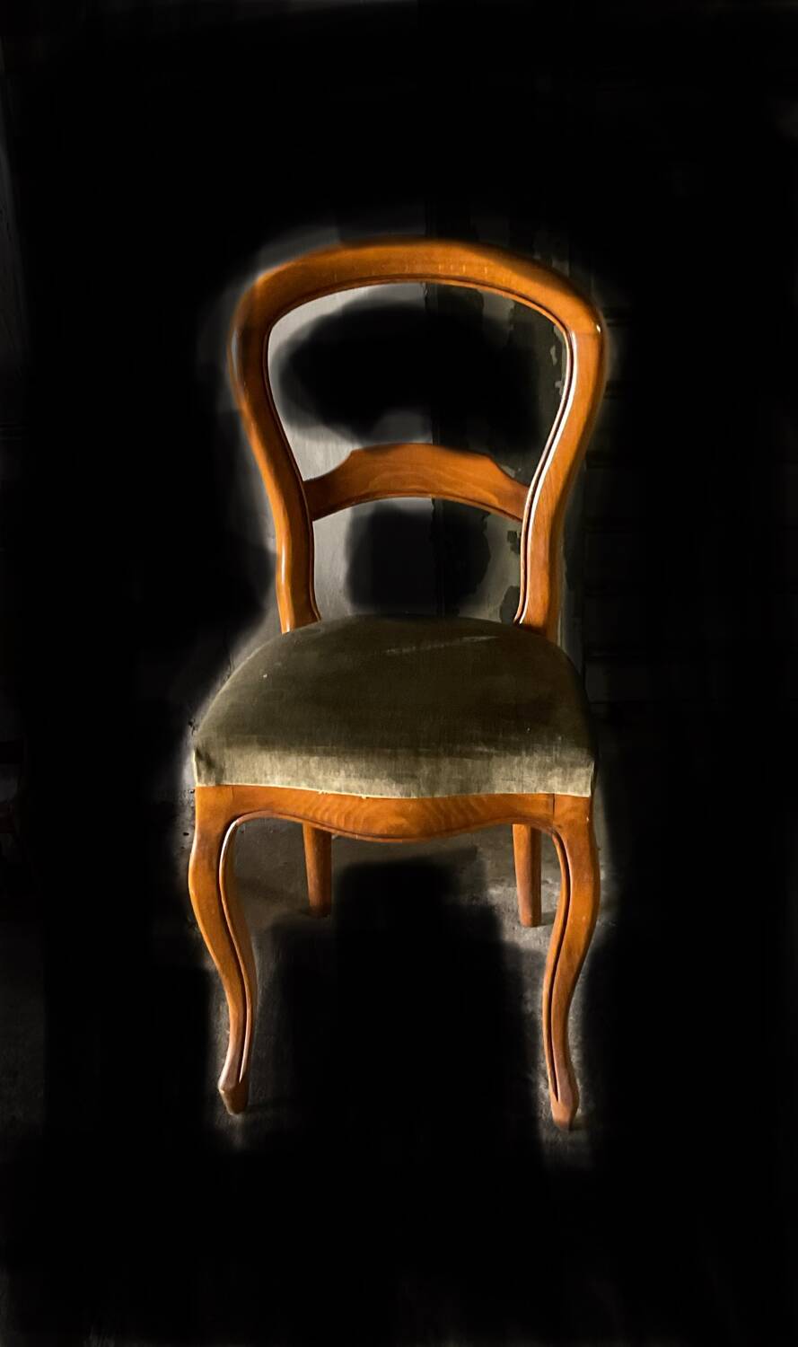 Vintage green velvet seat chair TBE