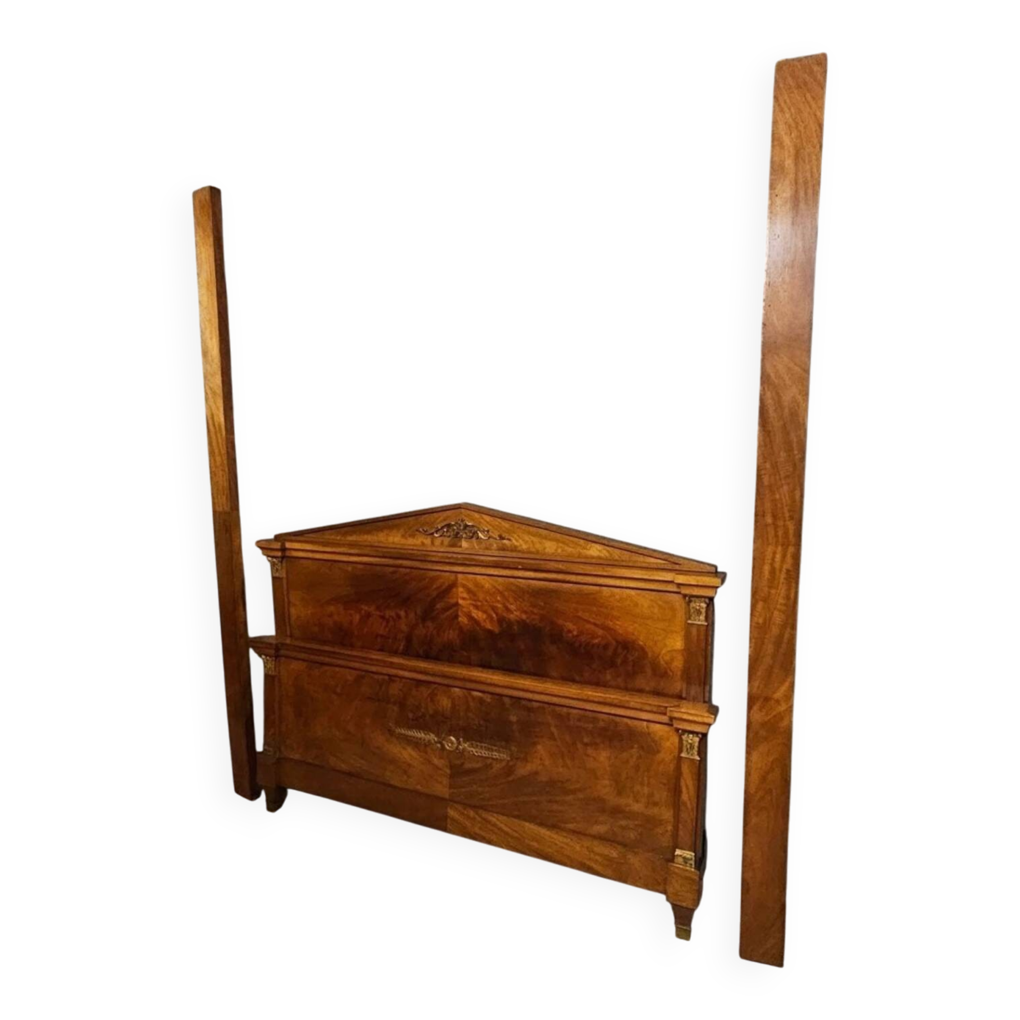 Antique grand lit in flame mahogany – Empire / Restoration / 20th century style