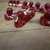 10 ceramic knife holders in burgundy duck with gold edging