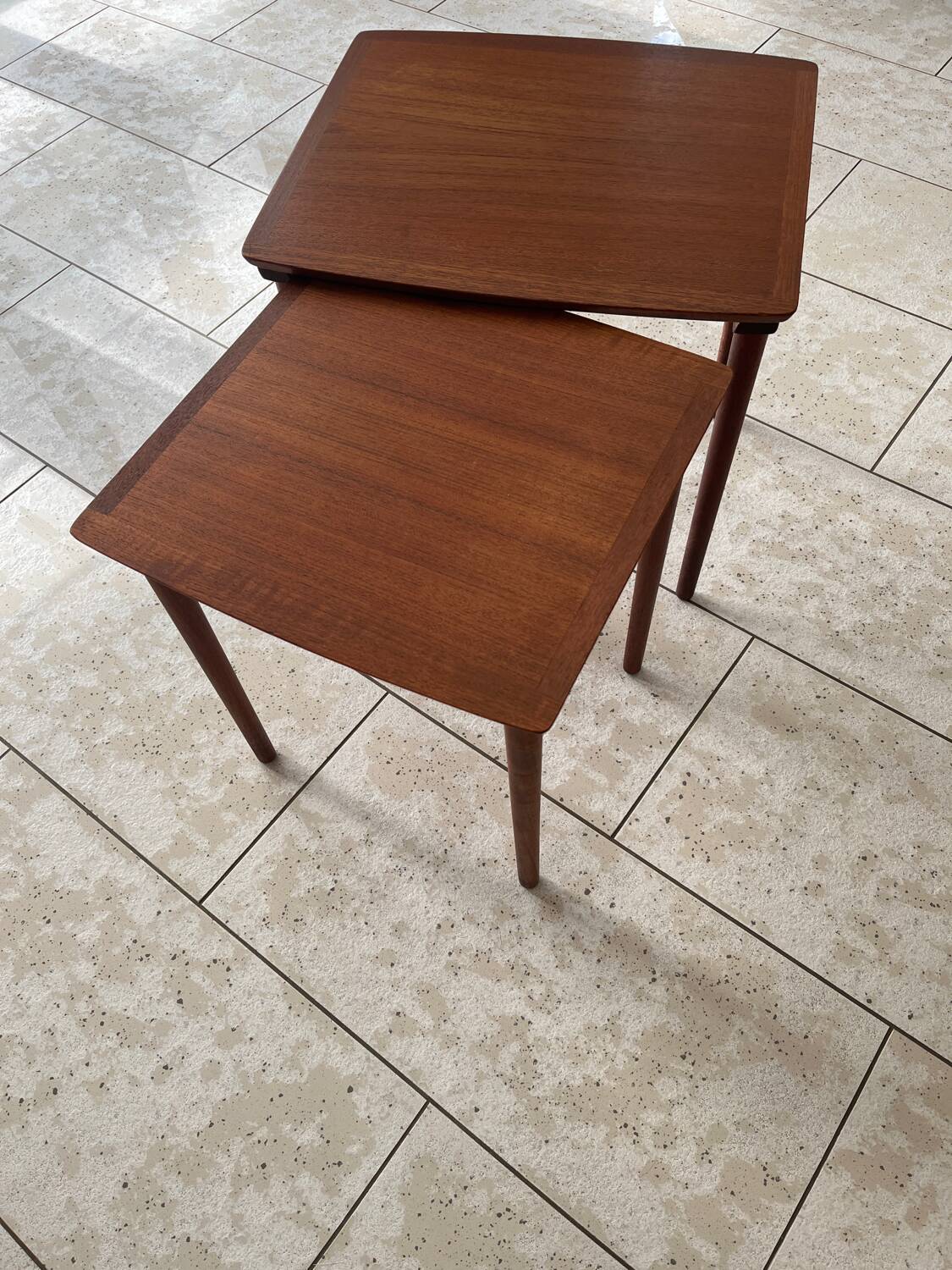2 Danish teak nesting tables Mobelintarsia 60s
