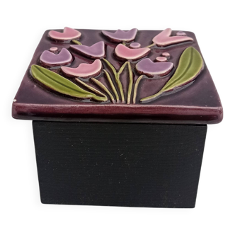 Mithé Espelt - coffret à bijoux '' Tulipes '' en céramique émaillées -1965