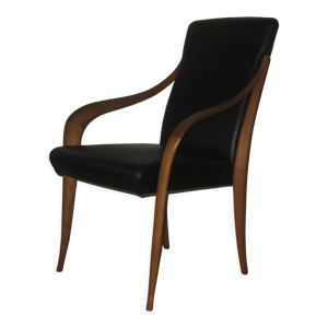 Fauteuil en cuir noir - bras