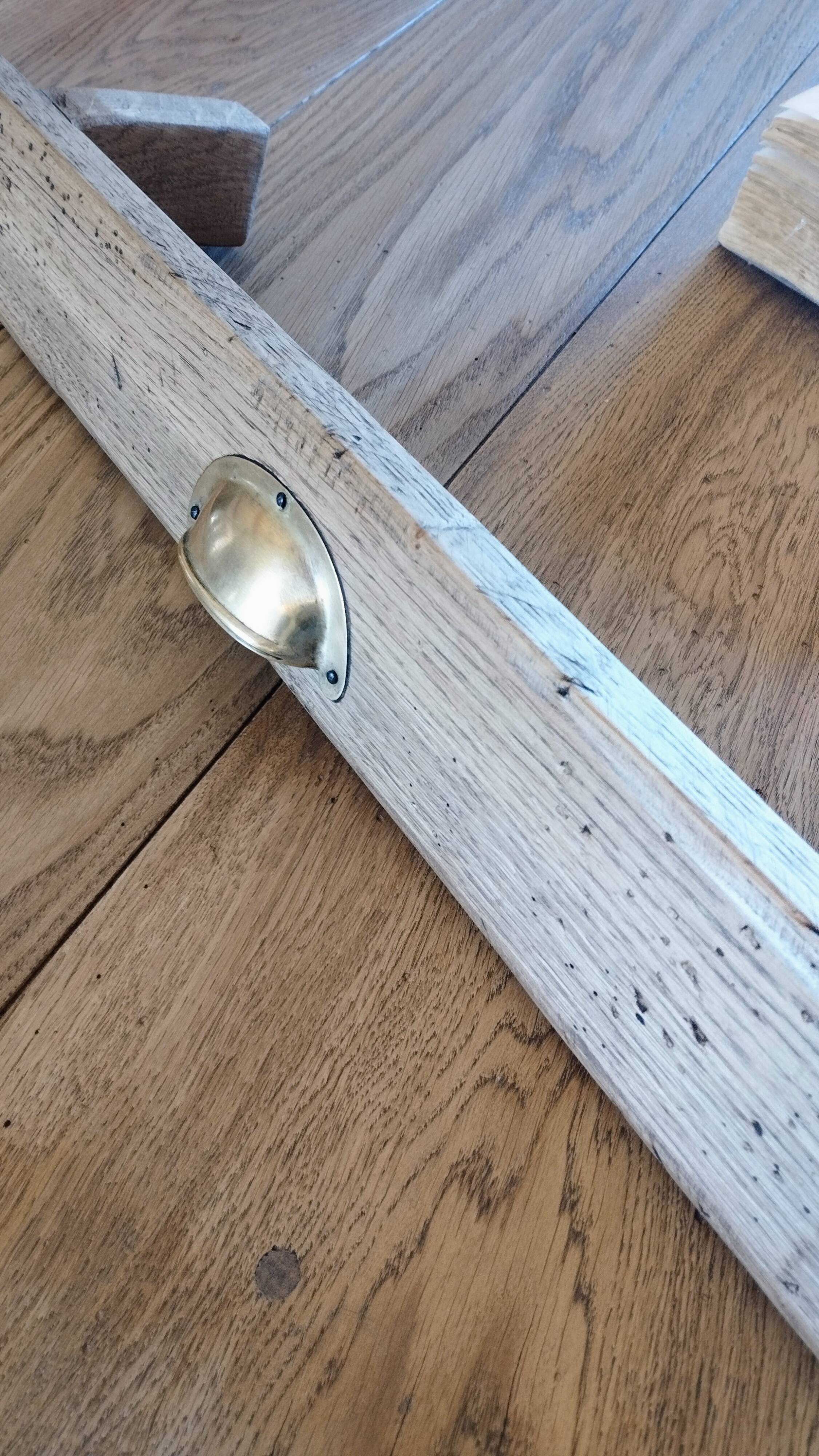 Solid oak farmhouse table with central drawer and extension