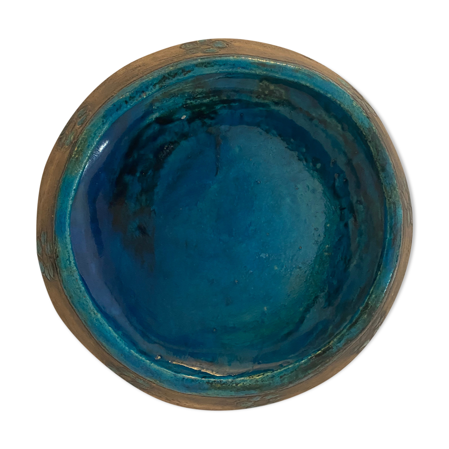 Blue and grey ceramic pottery dish