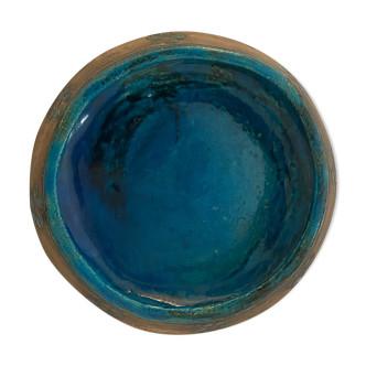Blue and grey ceramic pottery dish