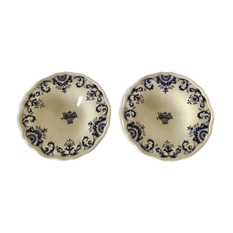 Pair of longchamp Rouennais earthenware cups