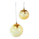 Set of 2 bubbled amber glass globe pendants