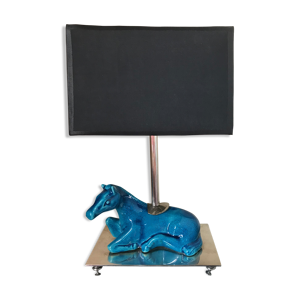 Lampe cheval en céramique craquelé