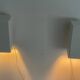 Pair of minimalist white metal wall lights from the mid-century, 1960, Germany.