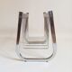 Magazine holder chrome metal and wood 70s