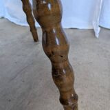 Vintage Tyrolean Heart Cutout Wooden Dining Chair / Bobbin-turned Legs