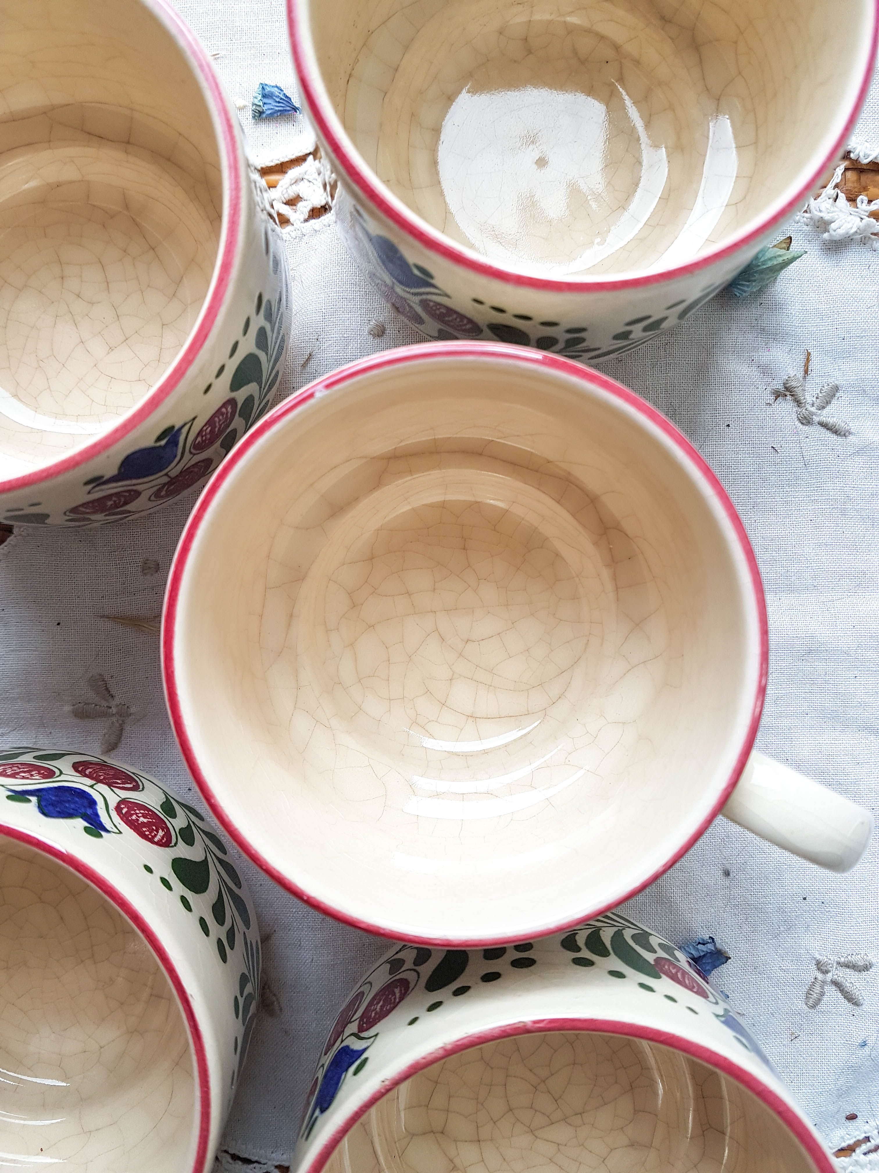 Vintage handmade earthenware coffee service for 5 people