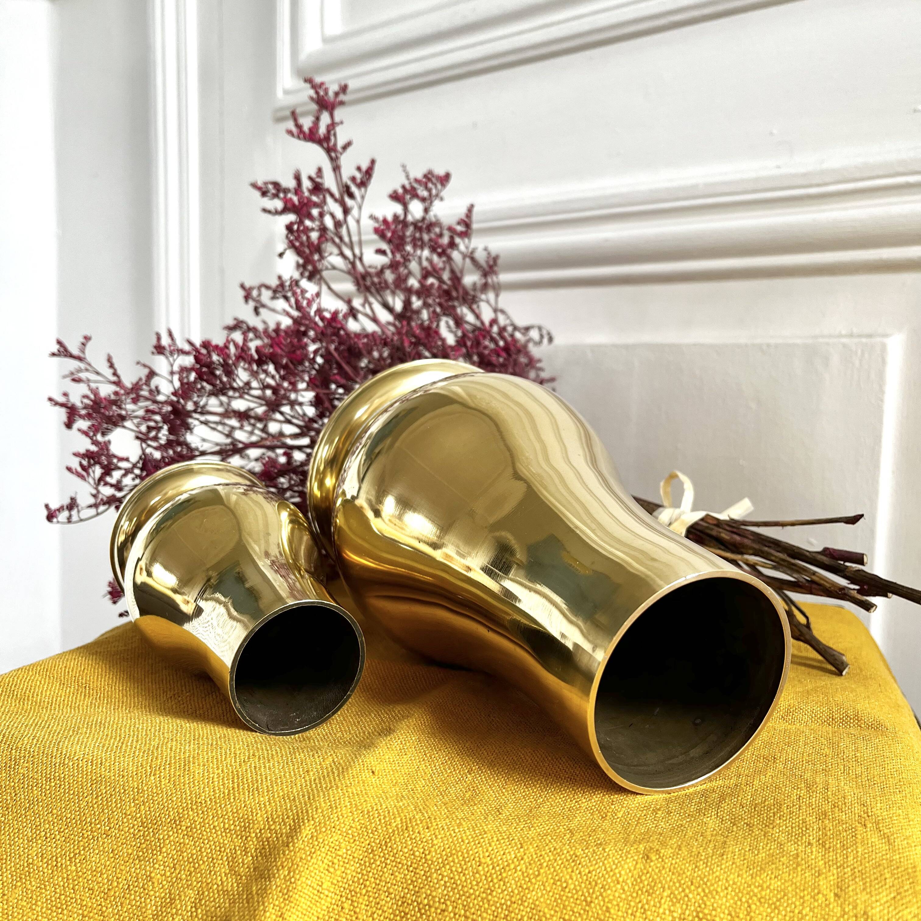 Pair of brass vases