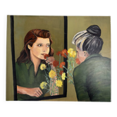 Contemporary figurative painting – Woman at the mirror – Linen canvas – 73×60