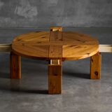 Table basse brutaliste en pin, Suède, années 1970