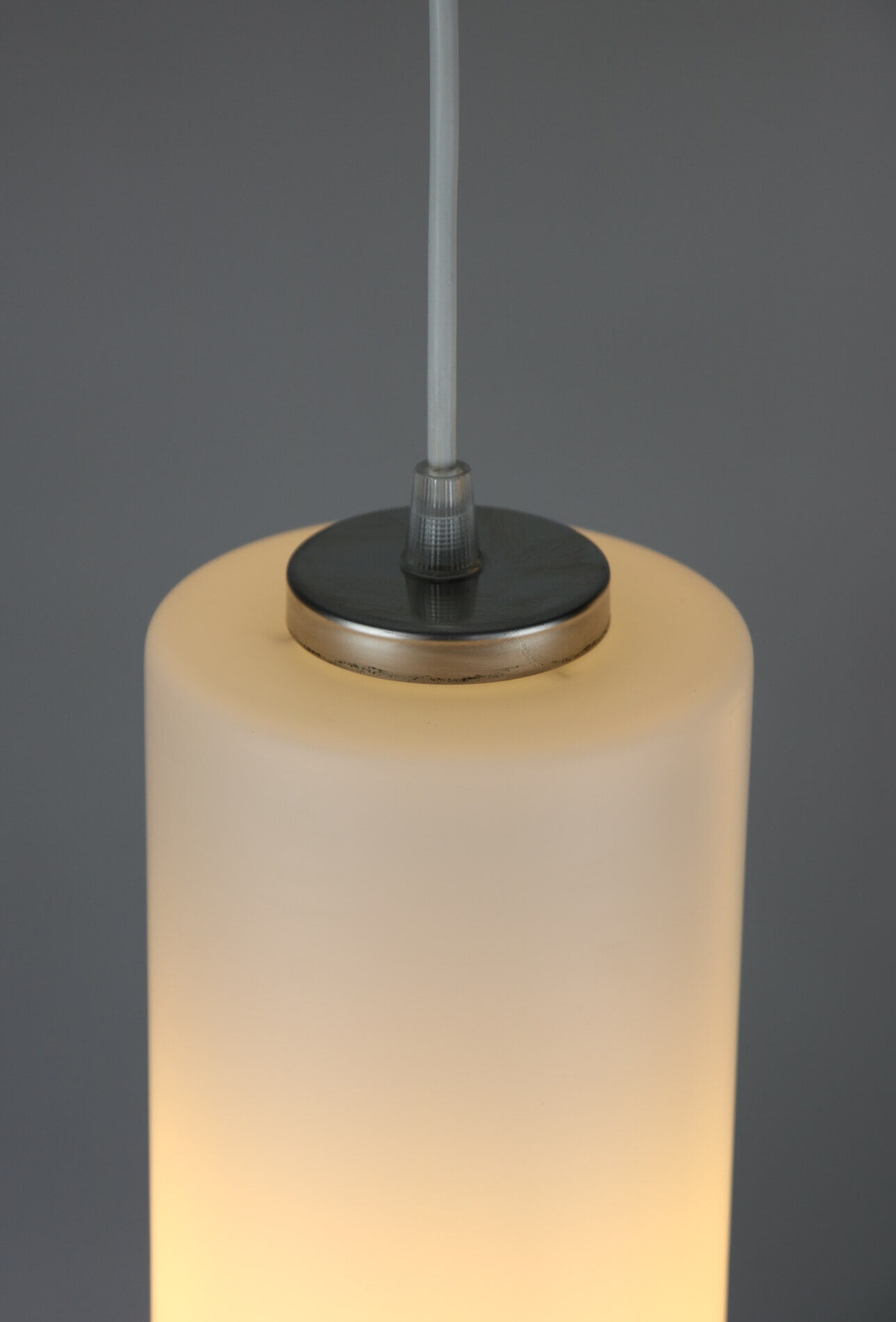 Pair of vintage Danish opaline glass hanging light