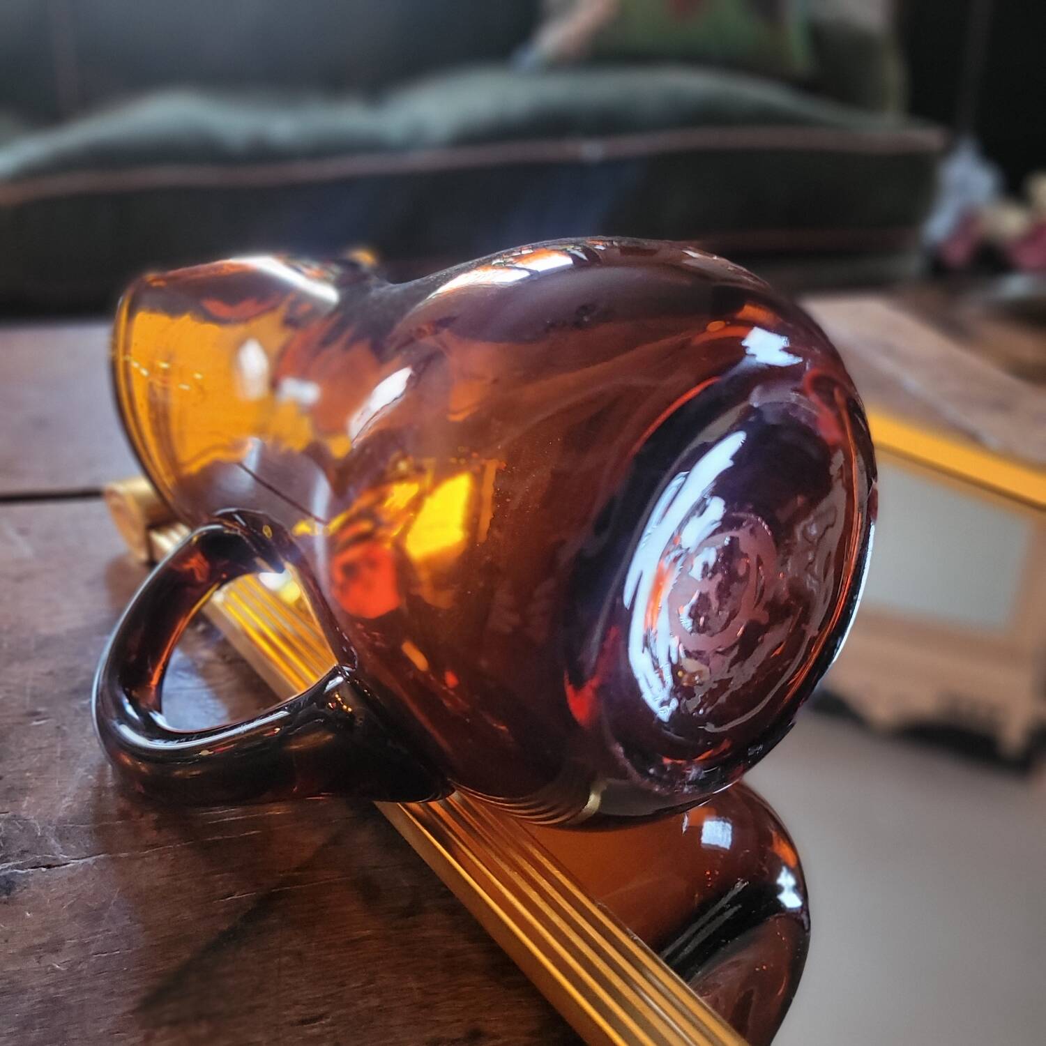Dark amber glass pitcher – 1960s