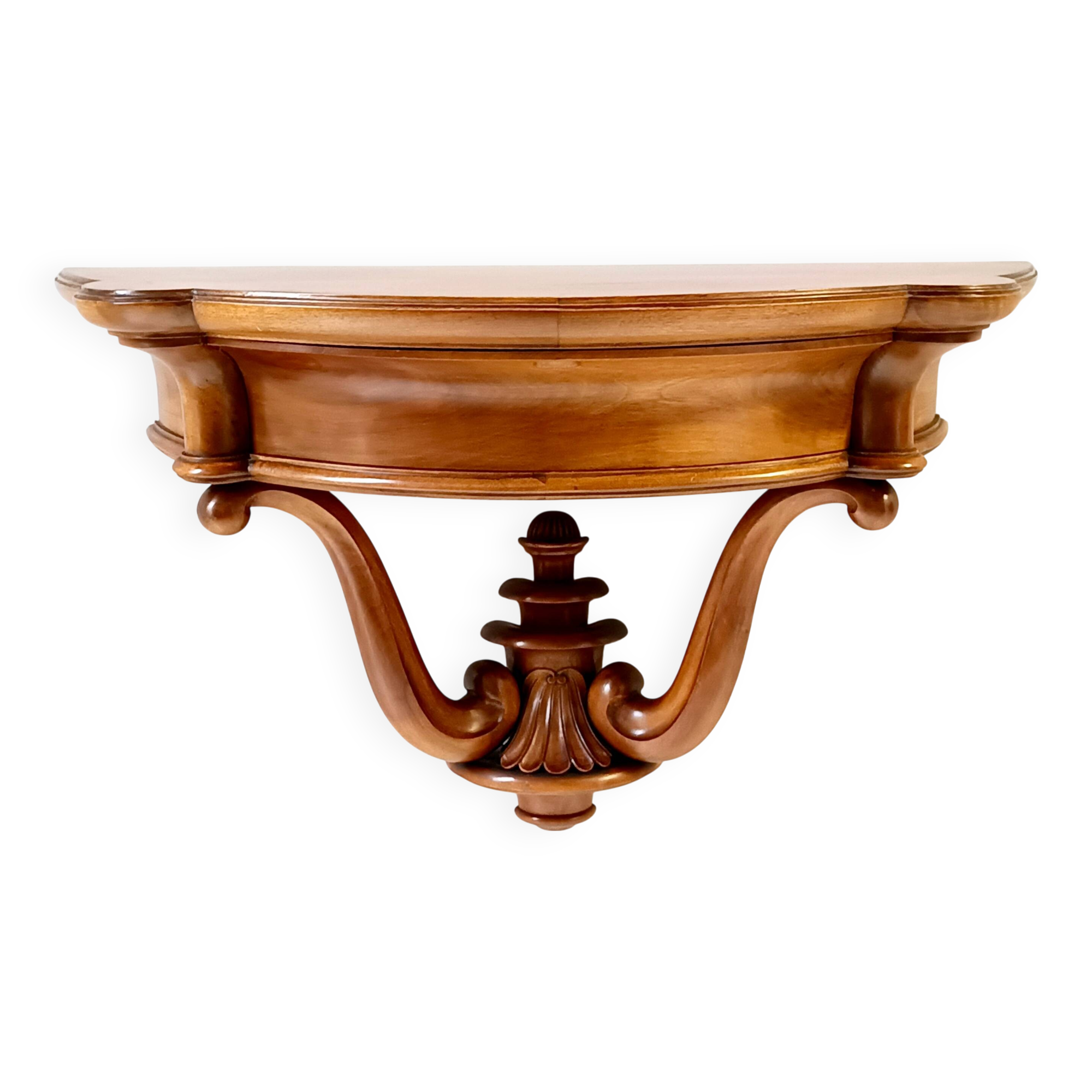 Solid Walnut Wall-Mounted Console Table, Italy