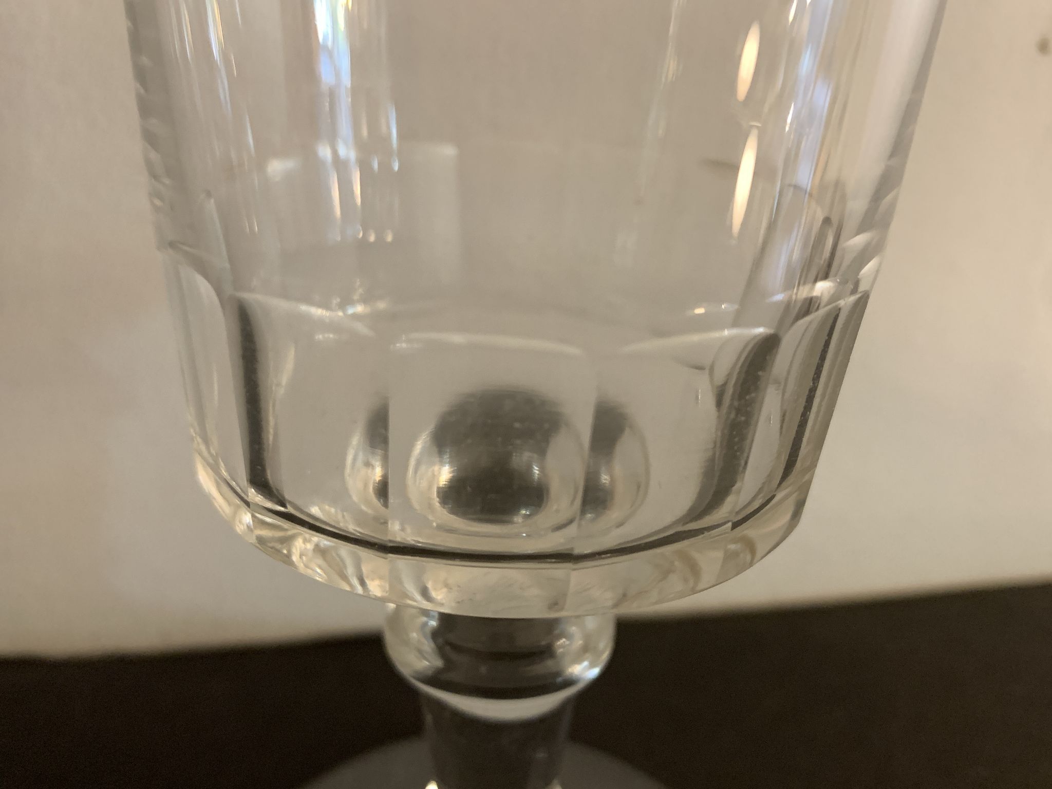 12 antique blown stemmed glasses, Mirabeau model of Baccarat