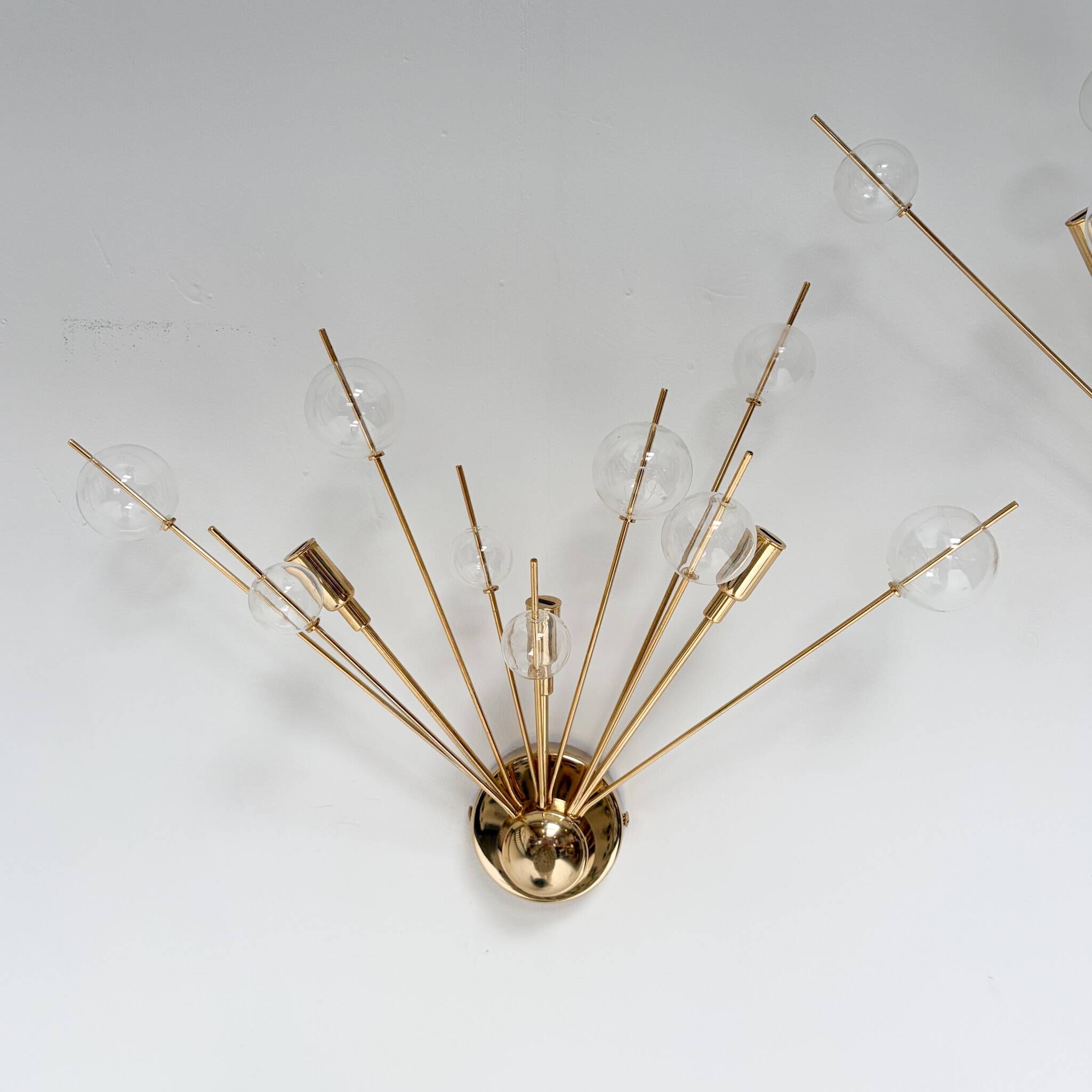 Set of 2 Italian wall lamps with glass spheres, 1970s