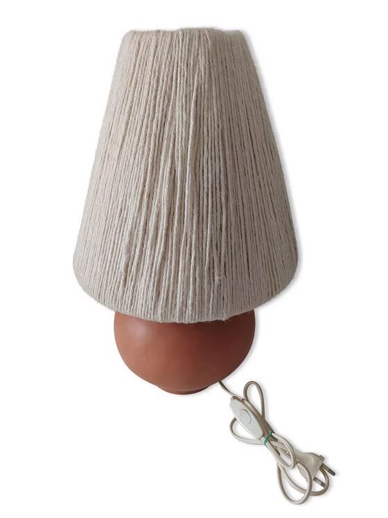 Terracotta lamp lampshade white jute