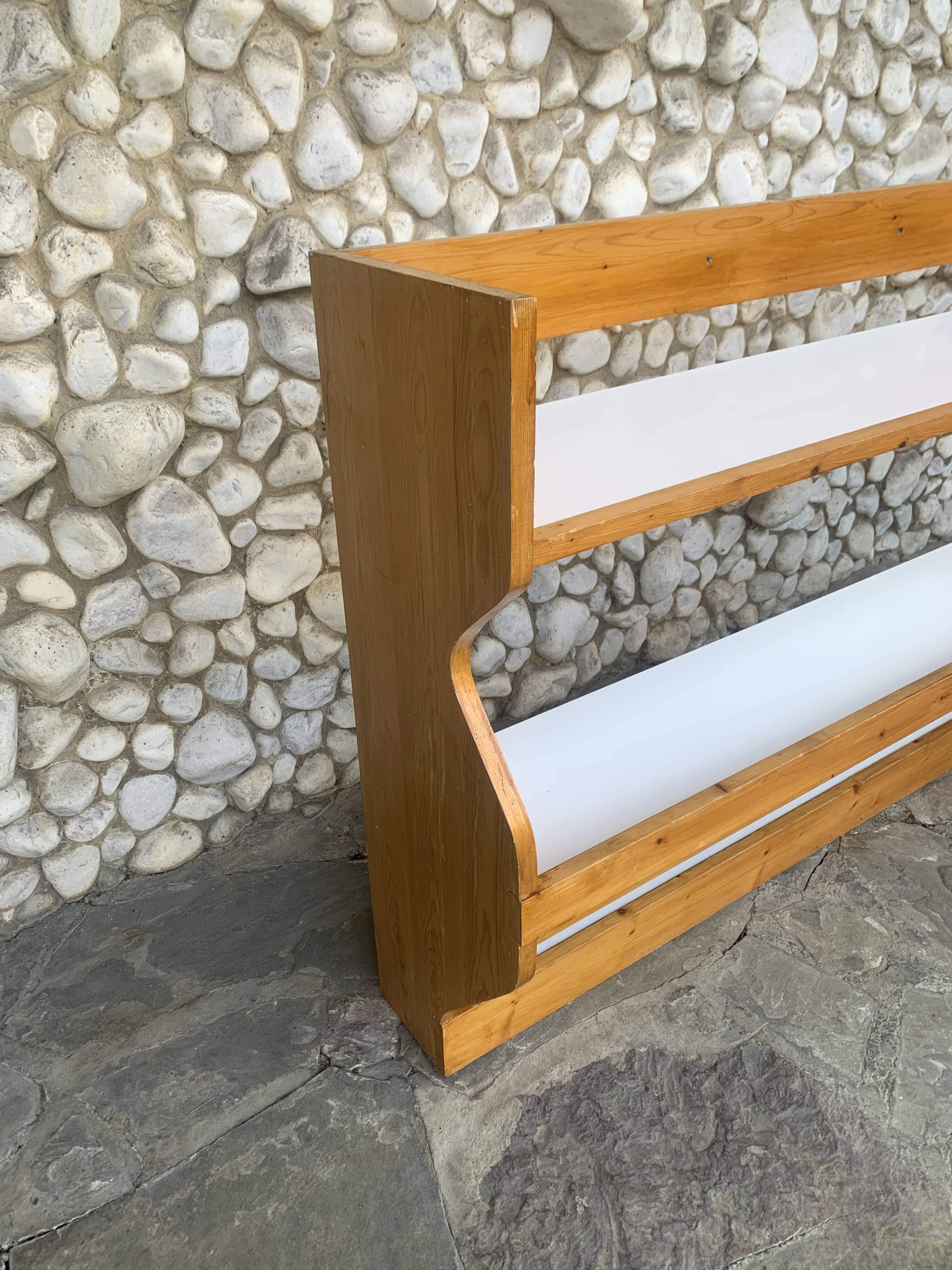 Wall-mounted pine sideboard by Charlotte Perriand from Les Arcs 1800, circa 1970.