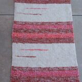 Handmade recycled cotton rug - Coral and ecru