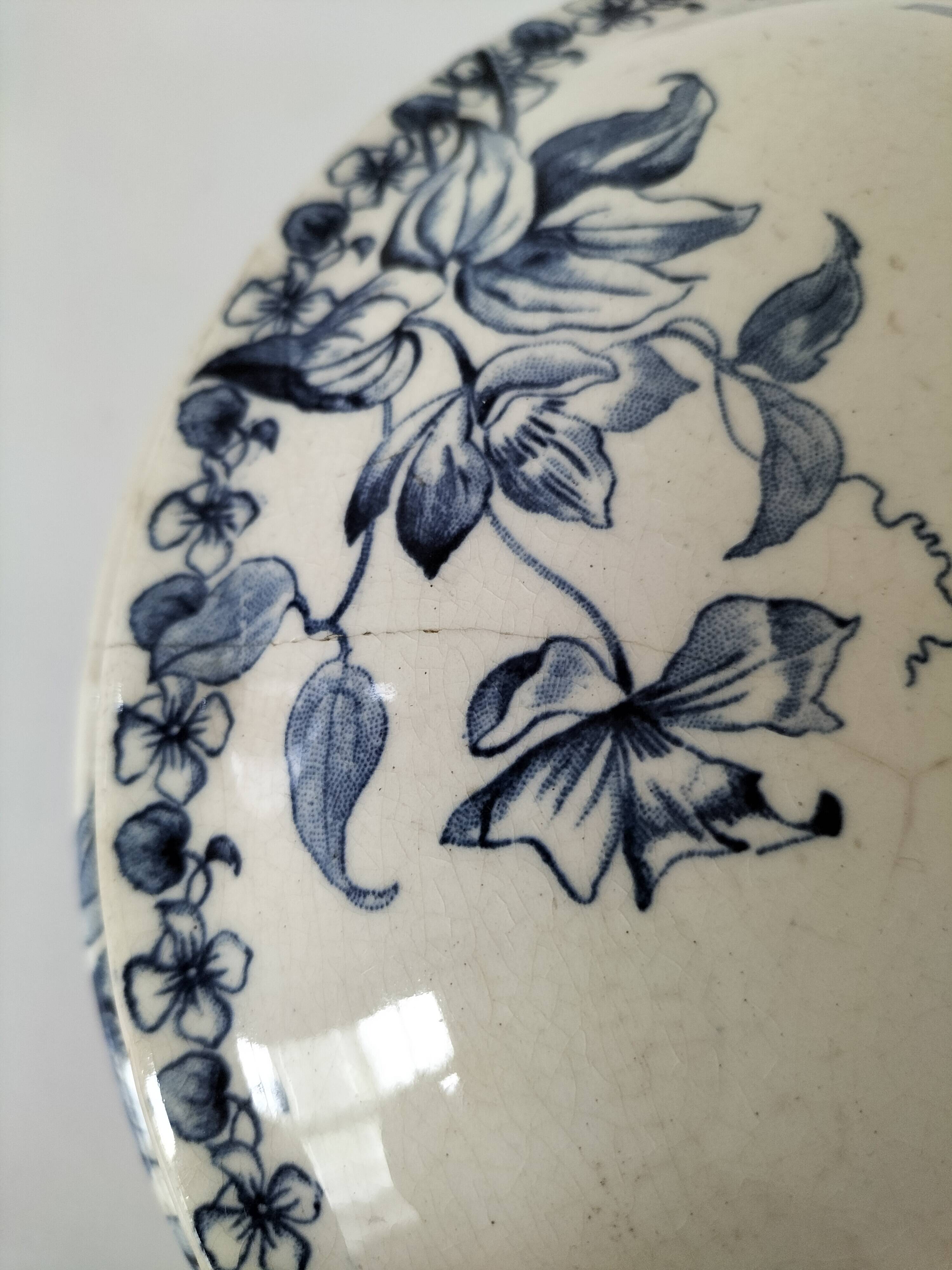 Antique ironstone tureen – Bordeaux MGB – blue floral decoration