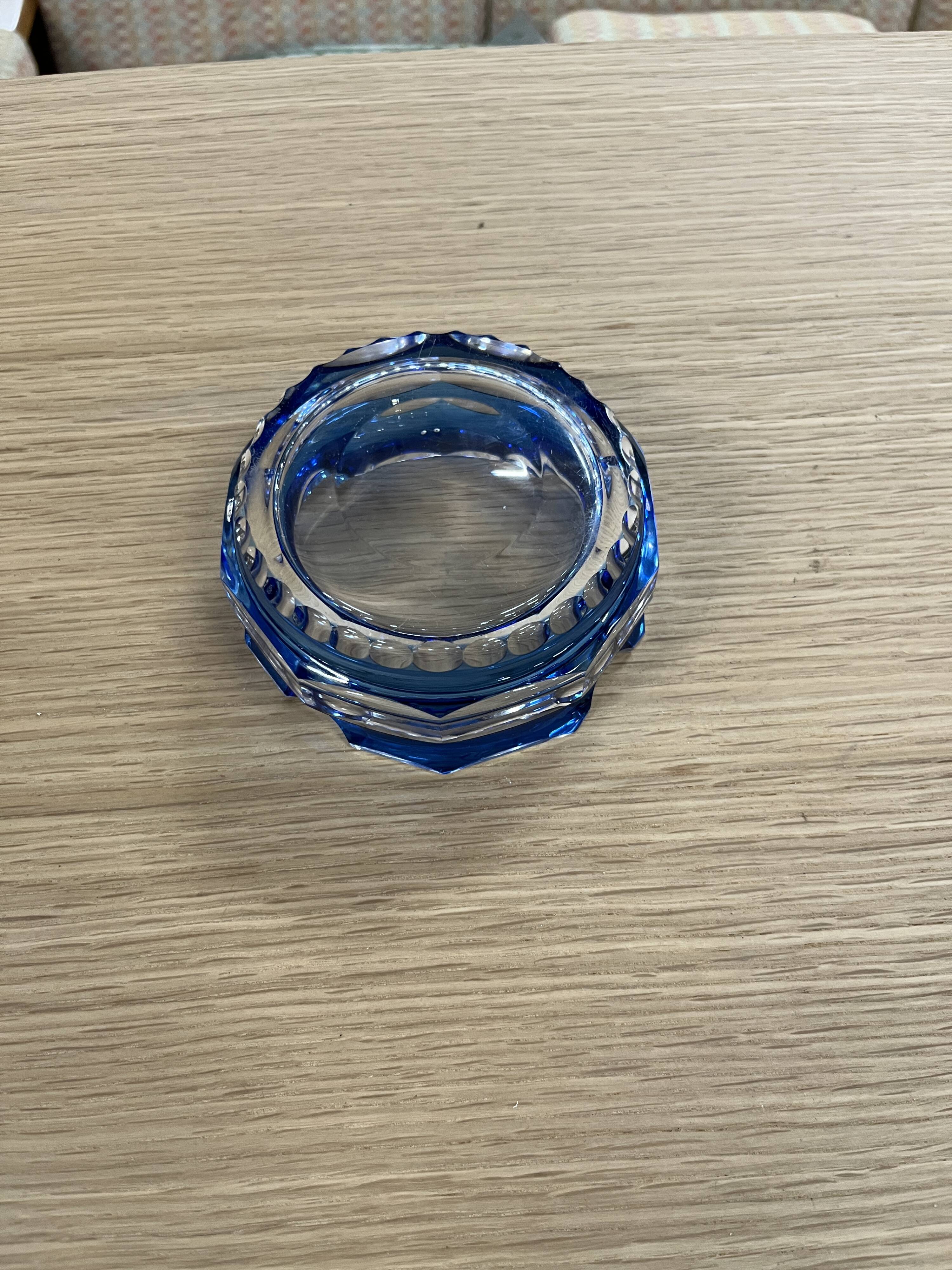 Cobalt Blue Crystal Glass Ashtray