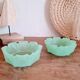 Duo of two candle holders cups in green opaline of water