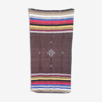 Tapis berbère marocain fait main en coton marron 90 x 180 cm