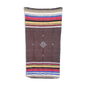 Tapis berbère marocain fait main en coton marron 90 x 180 cm