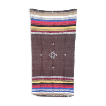 Tapis berbère marocain fait main en coton marron 90 x 180 cm