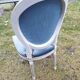 Chair Medallion velvet blue patina white Louis XVI